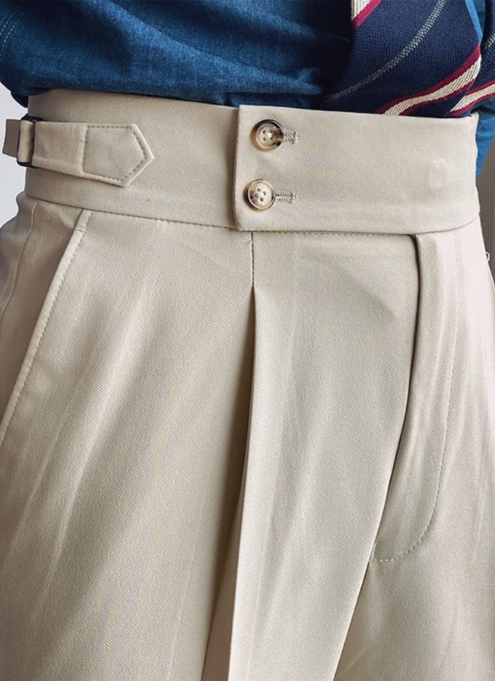 Mid-High Waist Italian Trousers - Ivory - Ardent & Ash