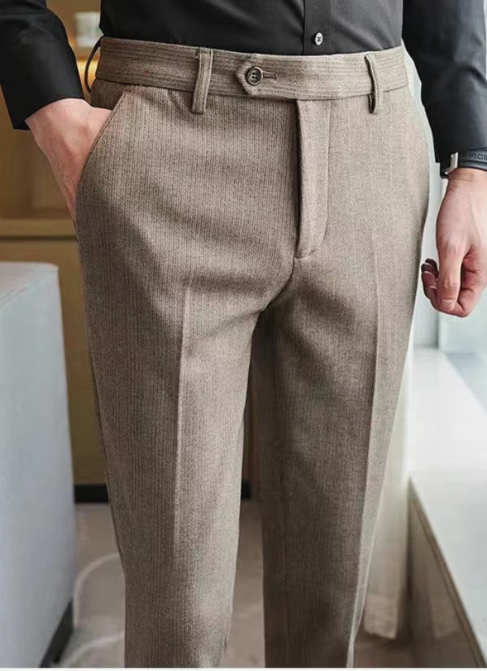 Pleated Wool Trousers - khaki - Ardent & Ash