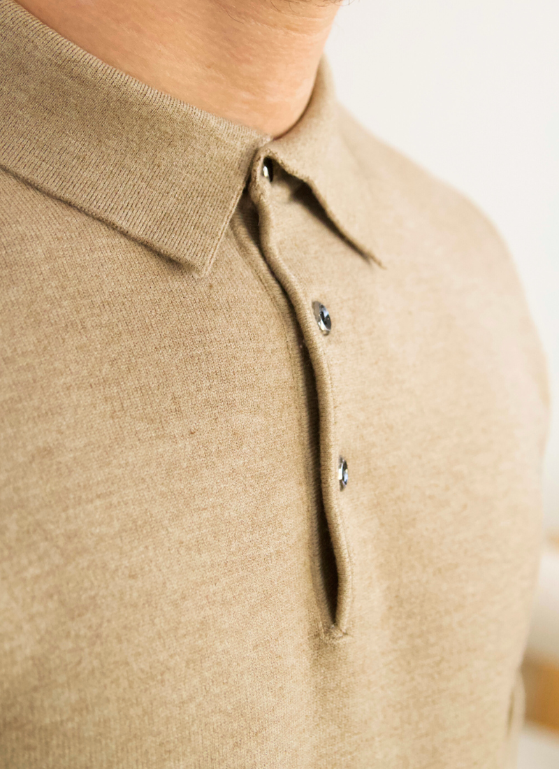 Knit Polo Sweater - Camel