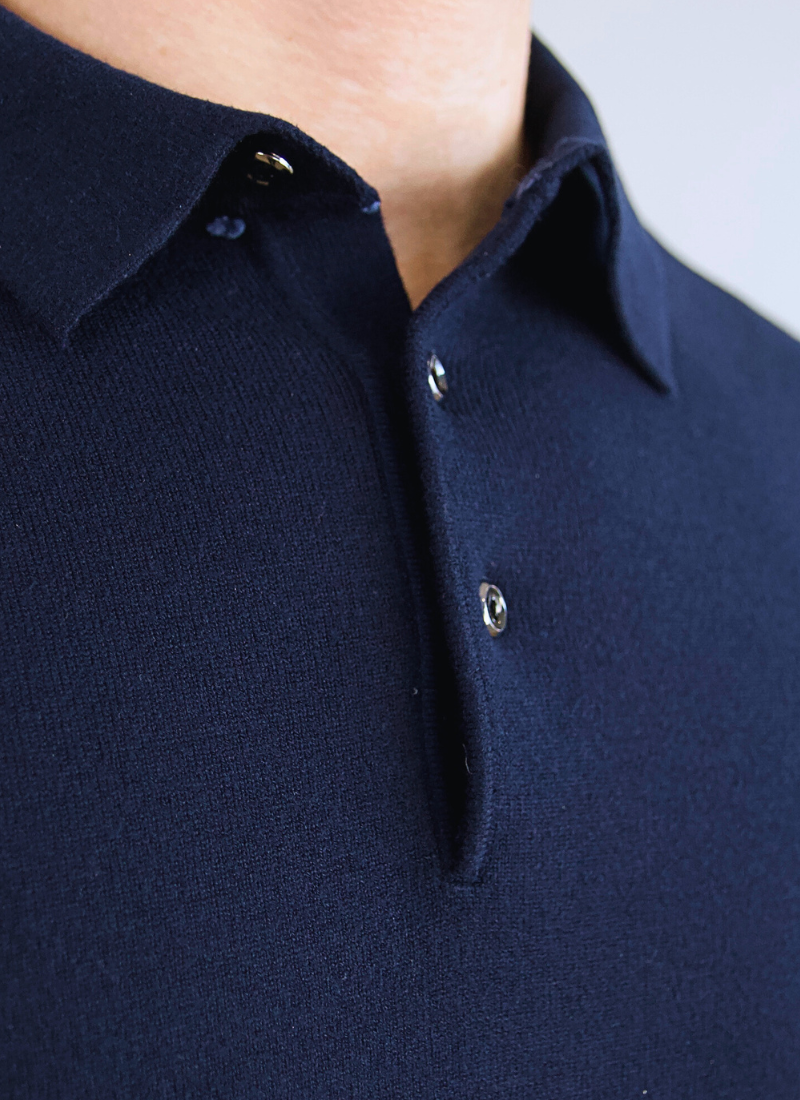 Knit Polo Sweater - navy