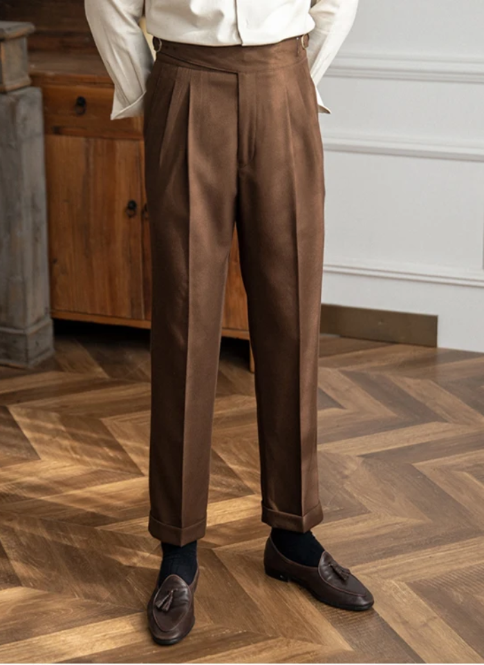 Mid-High Waist Naples Trousers - brown - Ardent & Ash