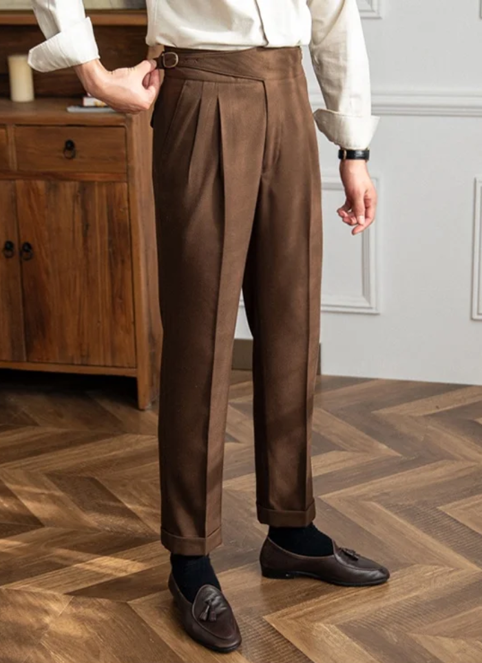 Mid-High Waist Naples Trousers - brown - Ardent & Ash