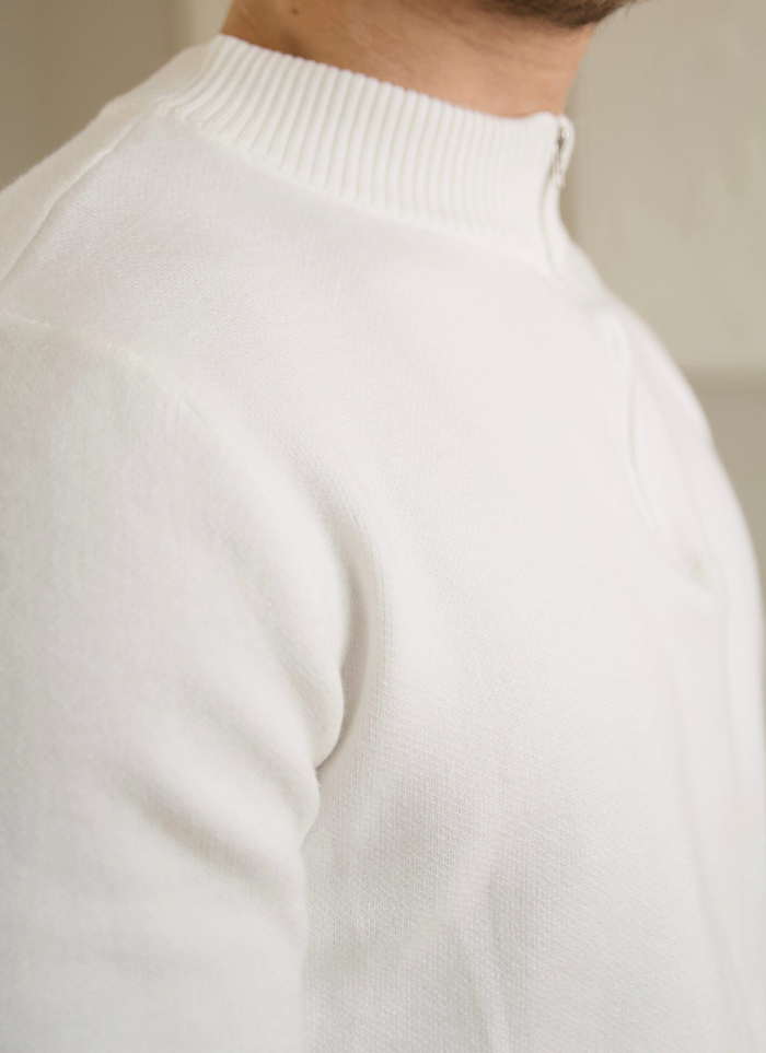 Half-Zip Knit Sweater - White