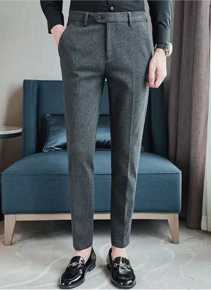 Pleated Wool Trousers - grey - Ardent & Ash